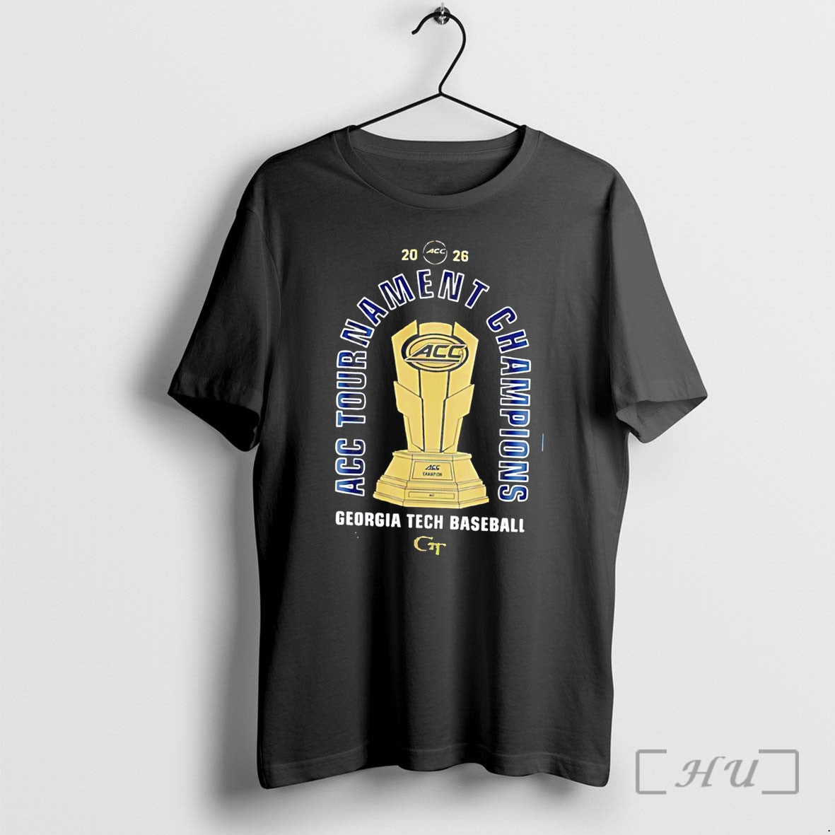 Officials Georgia Tech Yellow Jackets Baseball 2026 Acc Tournament Champions Trophy Tee Premium T Shirts