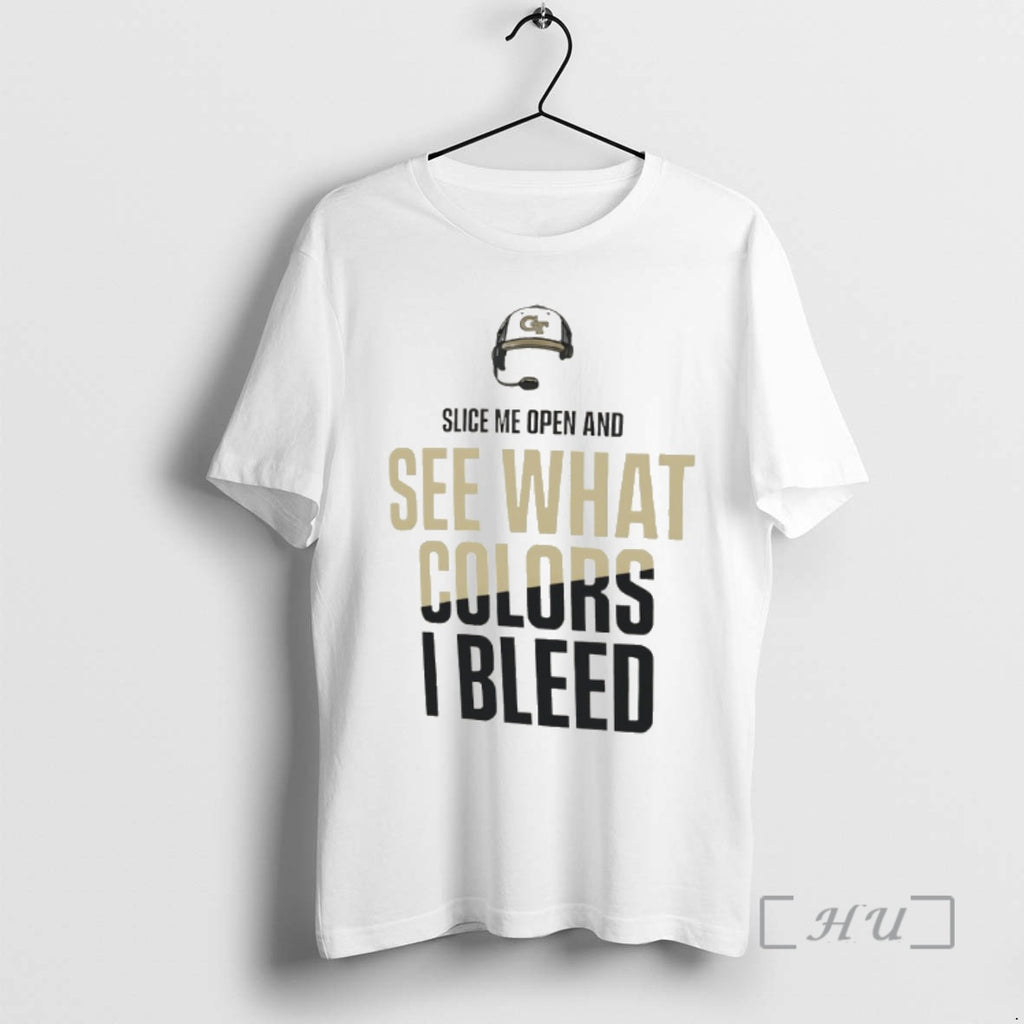 Officials Georgia Tech Yellow Jackets Football Slice Me Open And See What Colors I Bleed T-Shirts, Hoodie, Sweatshirt