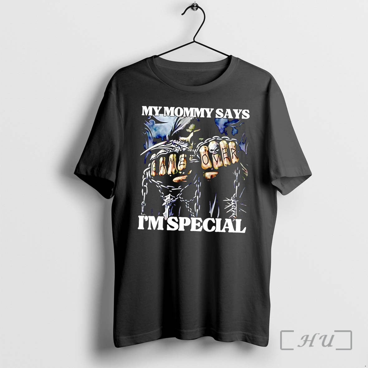 Officials Grim Reaper Skull My Mommy Says Im Special Game Over Black Premium T Shirts
