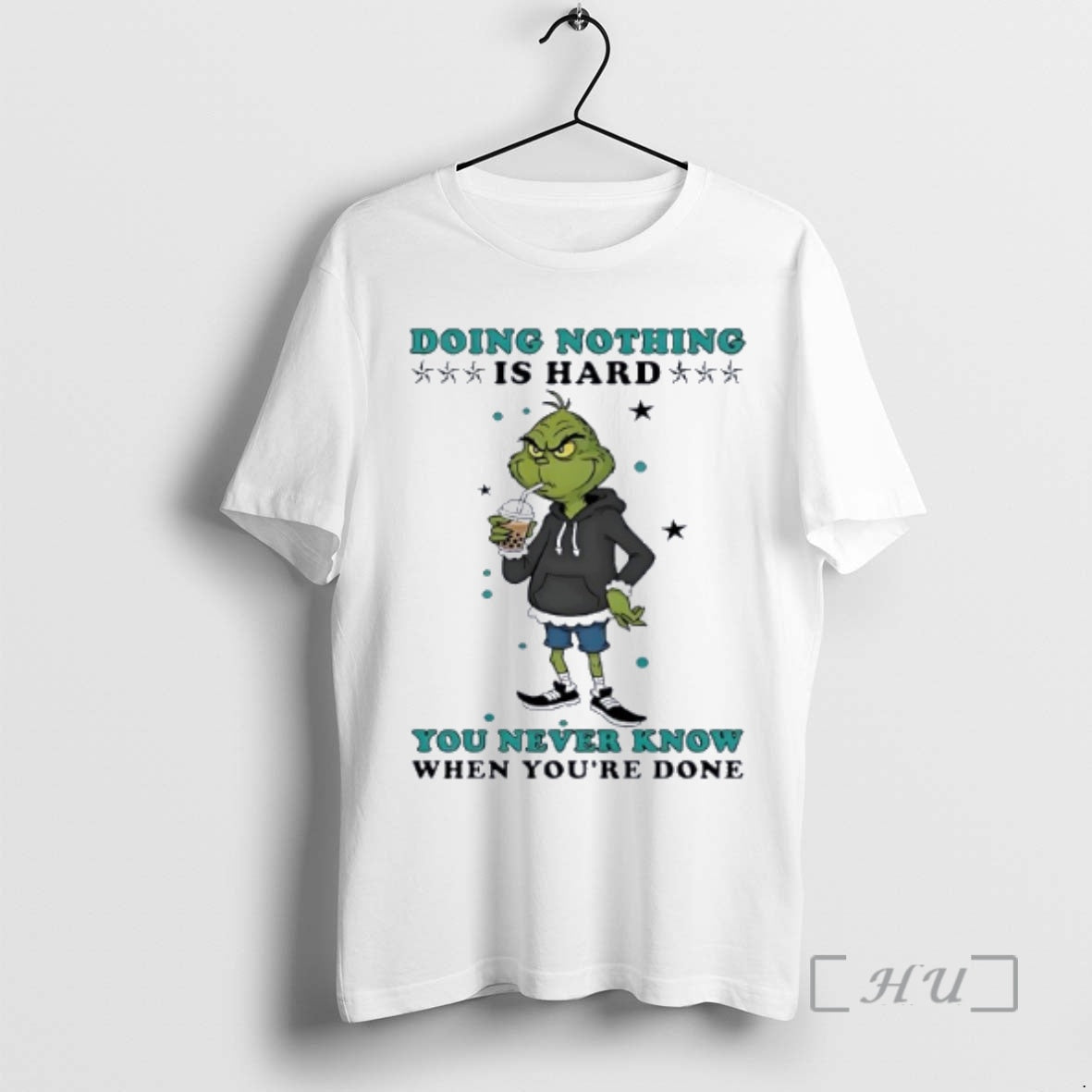 Officials Grinch Drinking Milk Tea Doing Nothing Is Hard You Never Know Premium T Shirts Hoodie, Sweatshirt | PureTeeCo.com