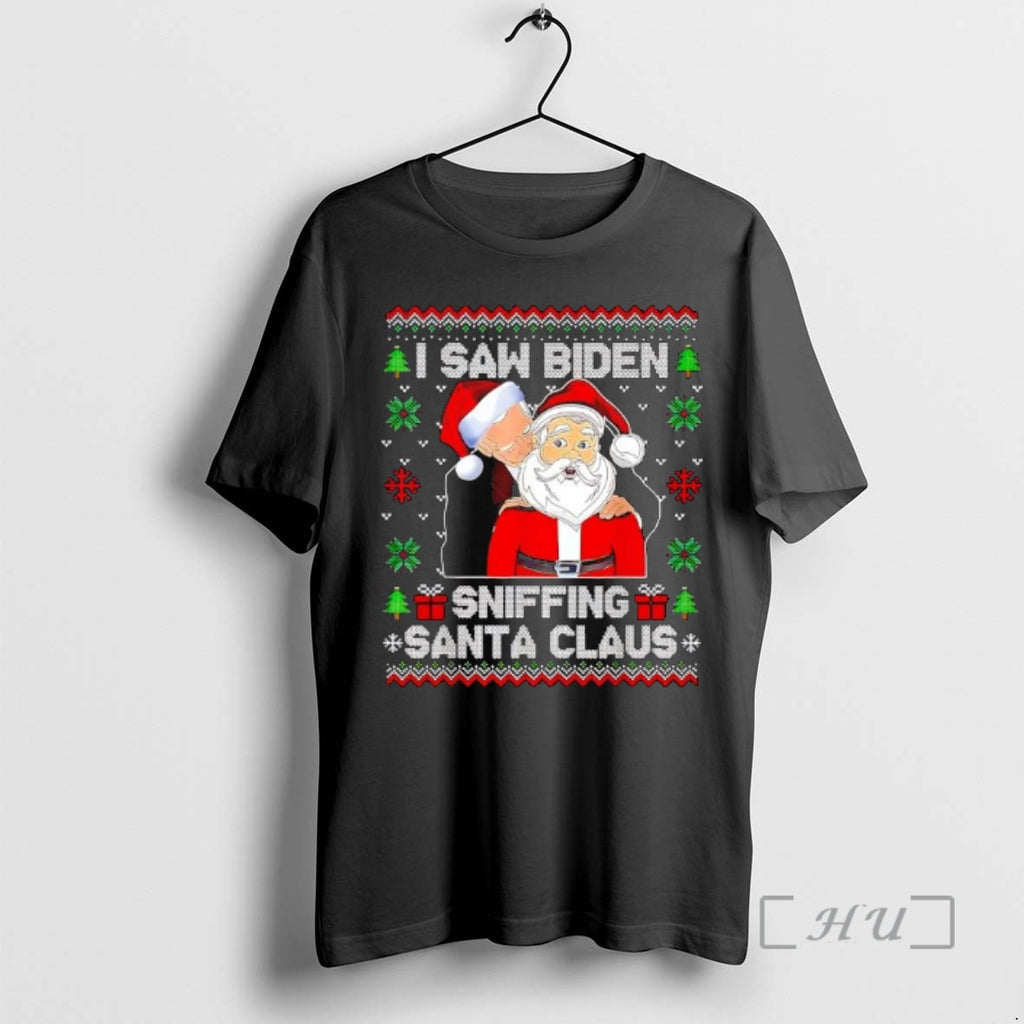 Officials I Saw Biden Sniffing Santa Claus Novelty Ugly Christmas T-Shirts, Hoodie, Sweatshirt | PureTeeCo.com