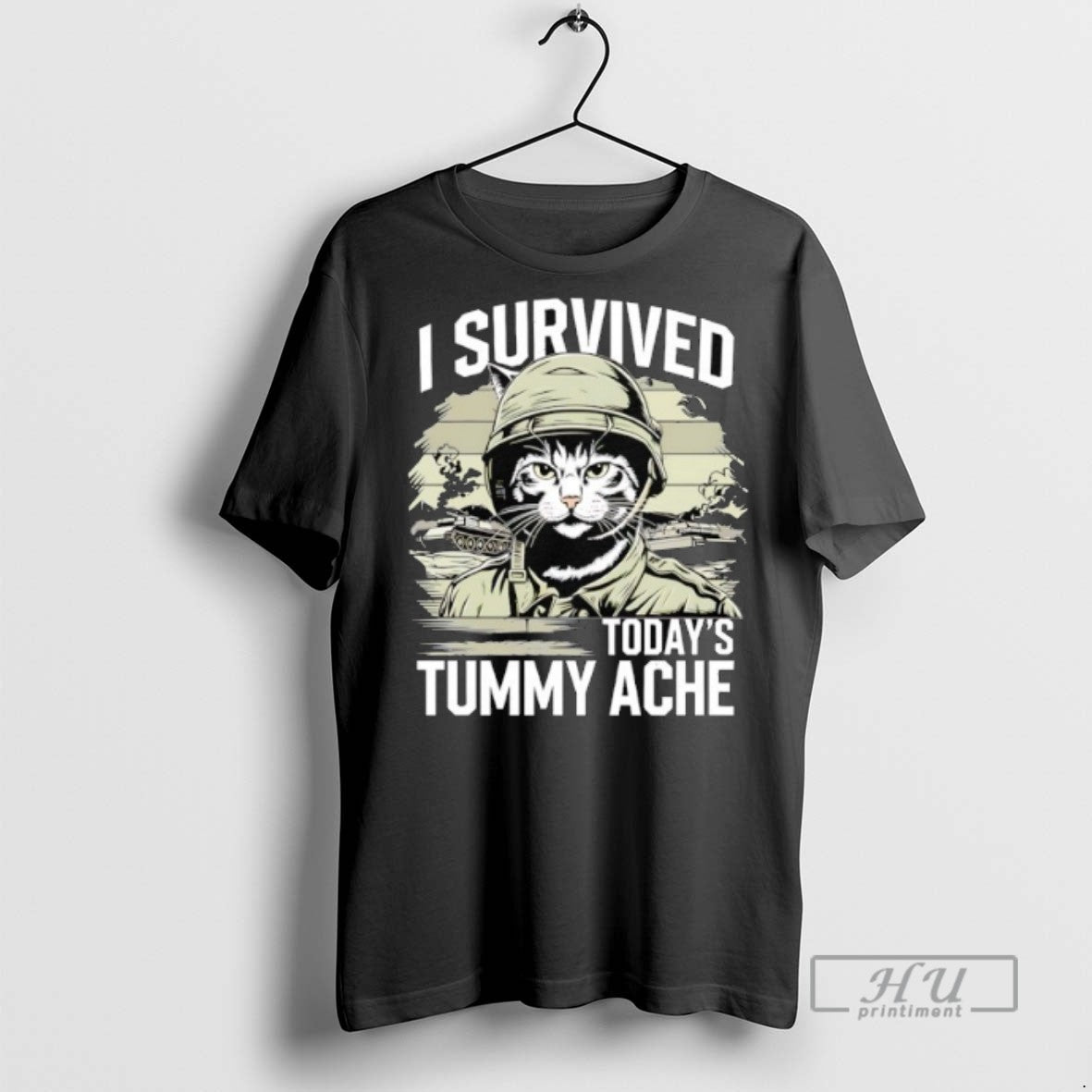 Officials I Survived Todays Tummy Ache Cat Soldier T Shirt