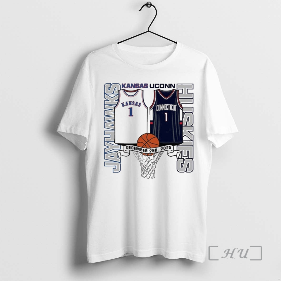 Officials Kansas Jayhawks Basketball Vs Uconn Huskies Jerseys December 2nd 2025 Premium T Shirts Sweater Hoodie, Sweatshirt