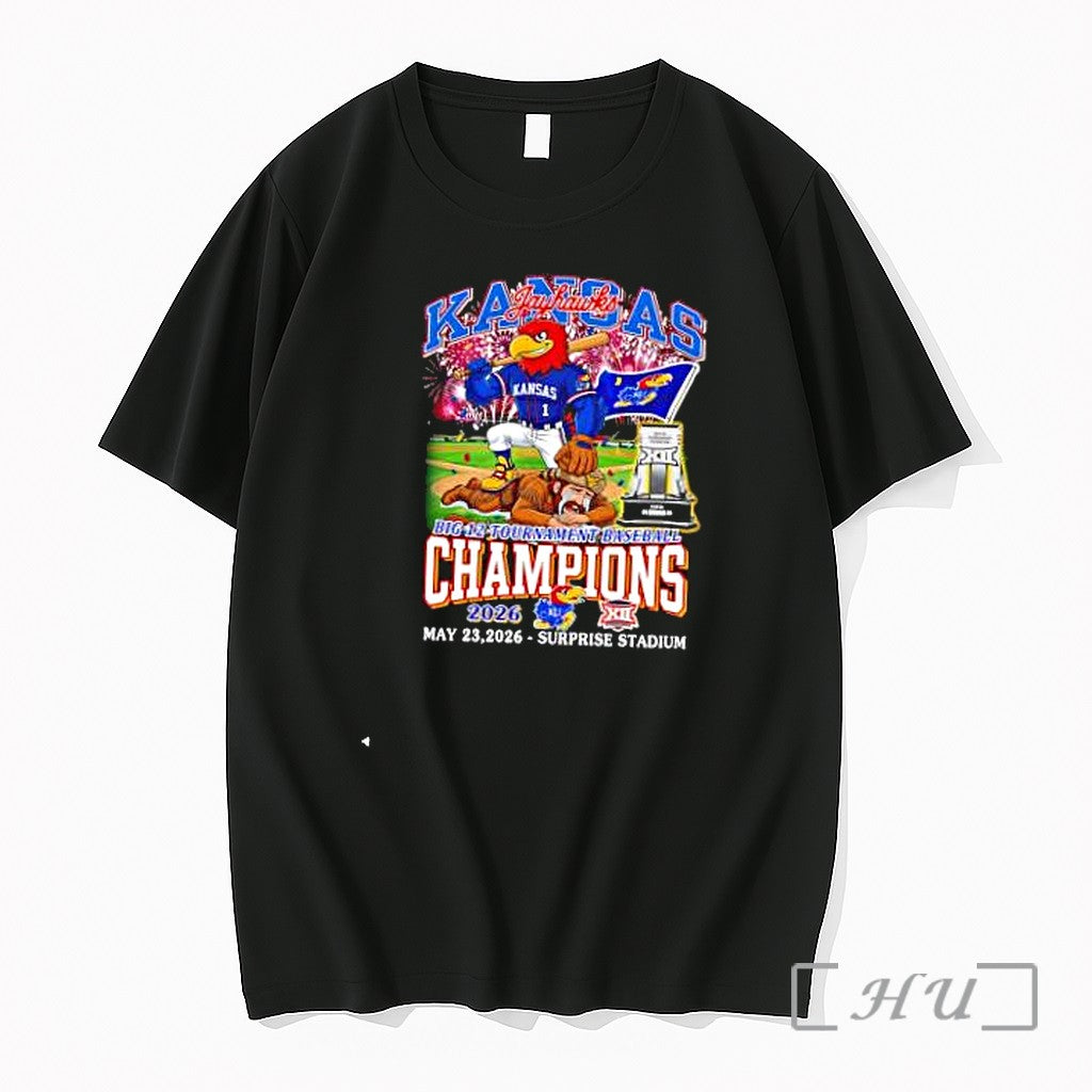 Officials Kansas Jayhawks Big 12 Tournament Baseball Champions 2026 West Virginia Premium T Shirts Sweater