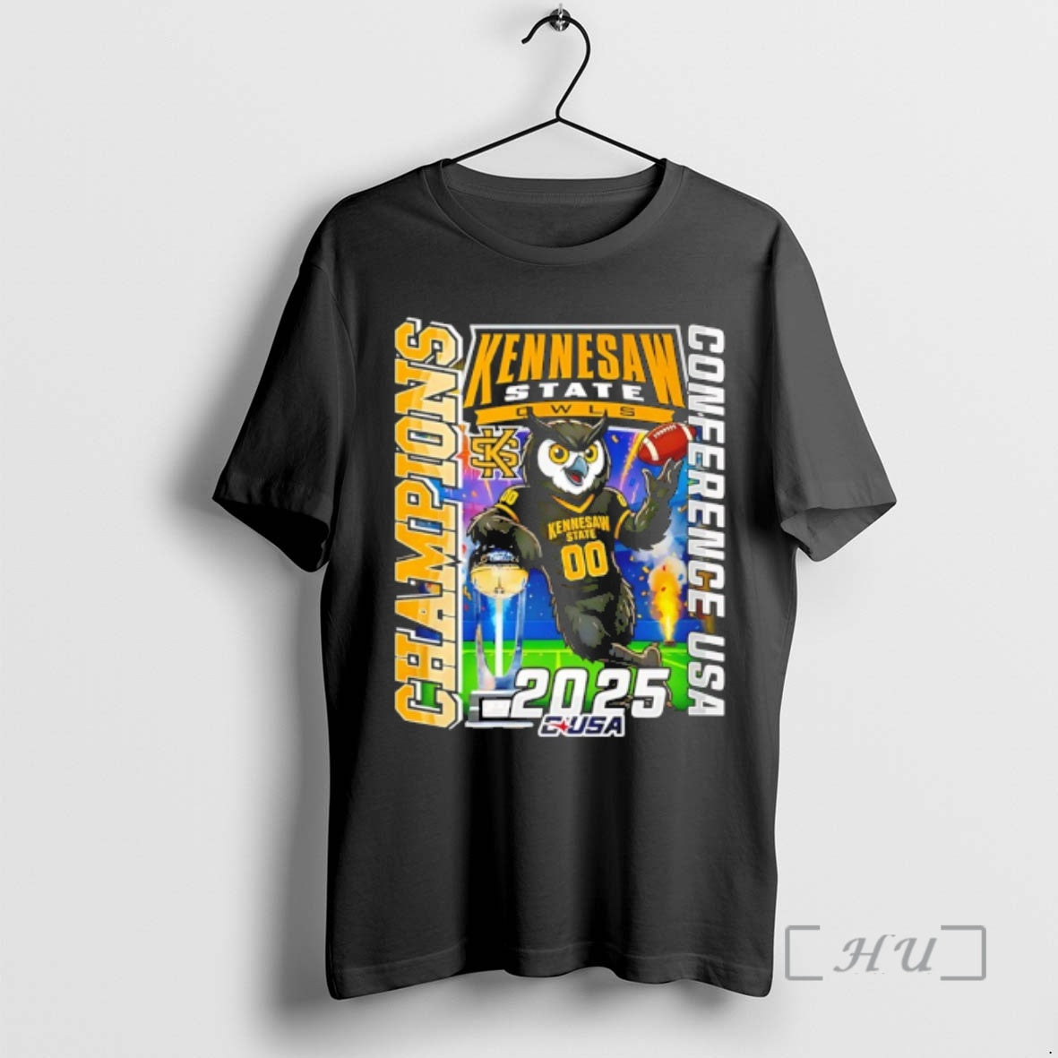 Officials Kennesaw State Owls 2025 Conference Usa Champions Mascot T-Shirts, Hoodie, Sweatshirt | PureTeeCo.com
