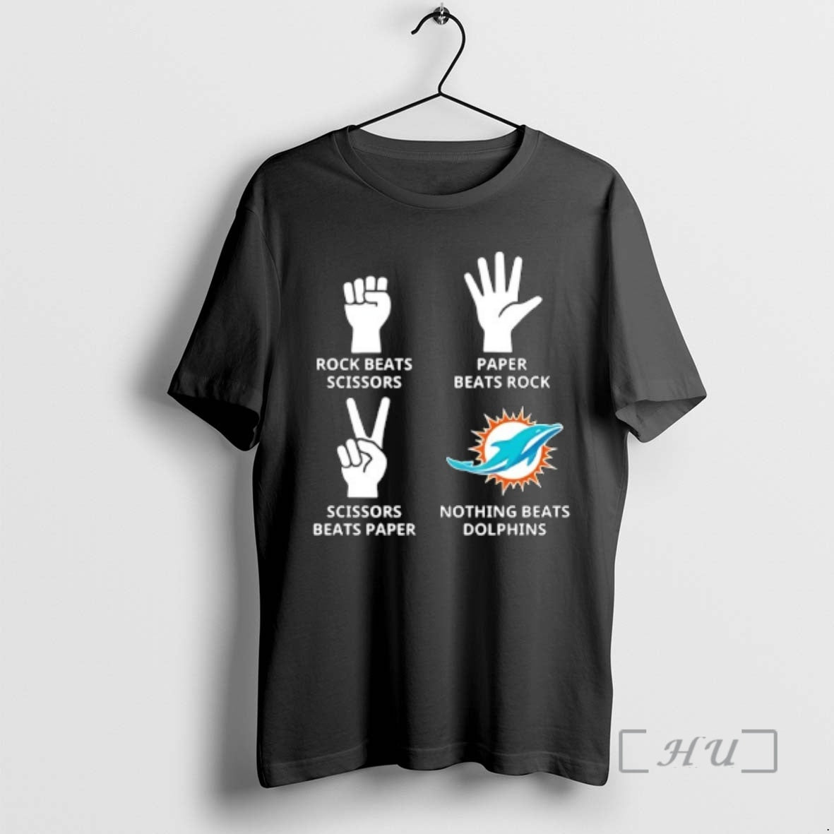 Officials Miami Dolphins Nothing Beats Rock Beats Scissors Paper Beats Rock Scissors Beats Paper Premium T-Shirts,...