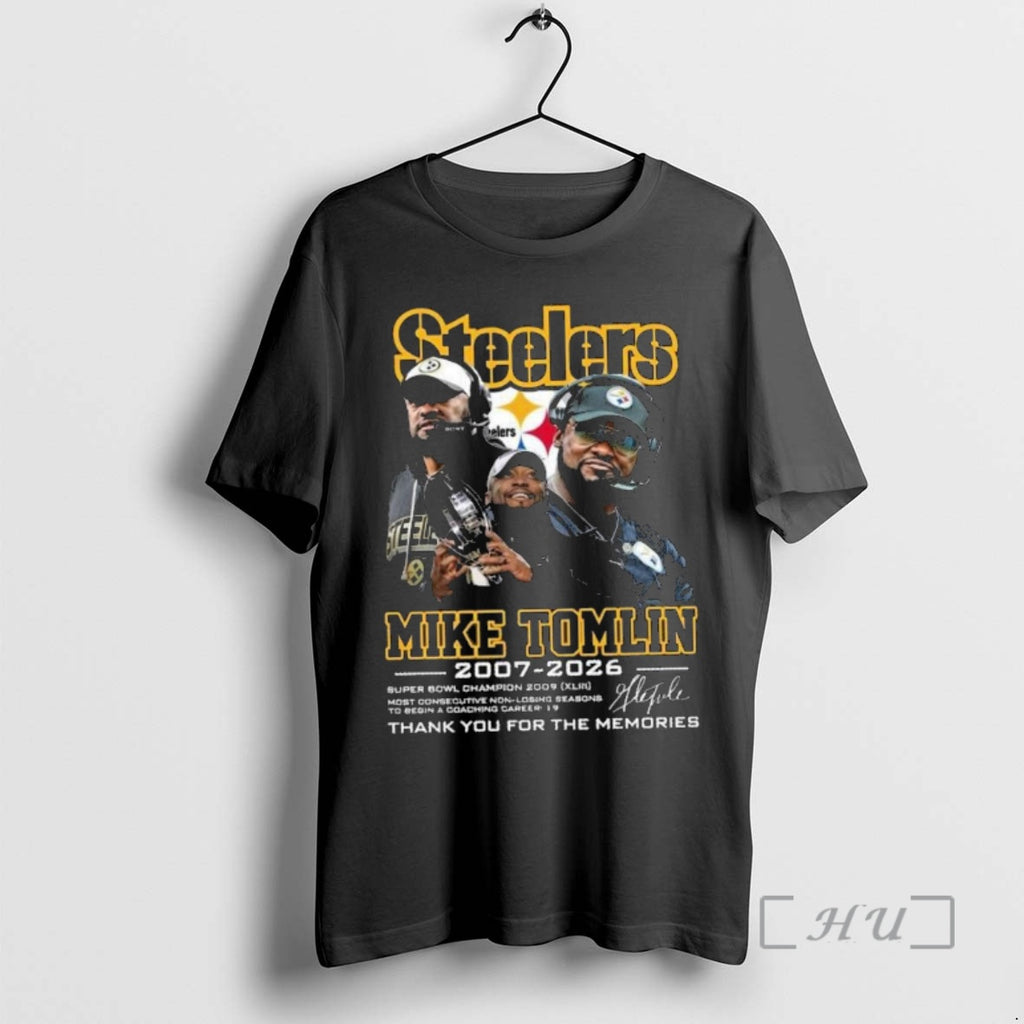 Officials Mike Tomlin Steelers 2007 2026 Thank You For The Memories Signature Premium T Shirts Hoodie, Sweatshirt