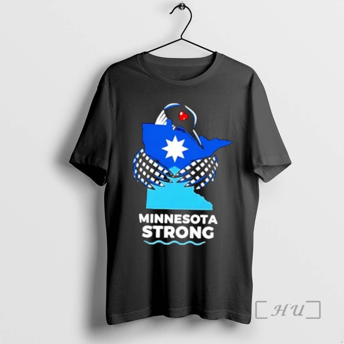 Officials Minnesota Strong State Outline Loon With Heart Logo T-Shirts, Hoodie, Sweatshirt | PureTeeCo.com