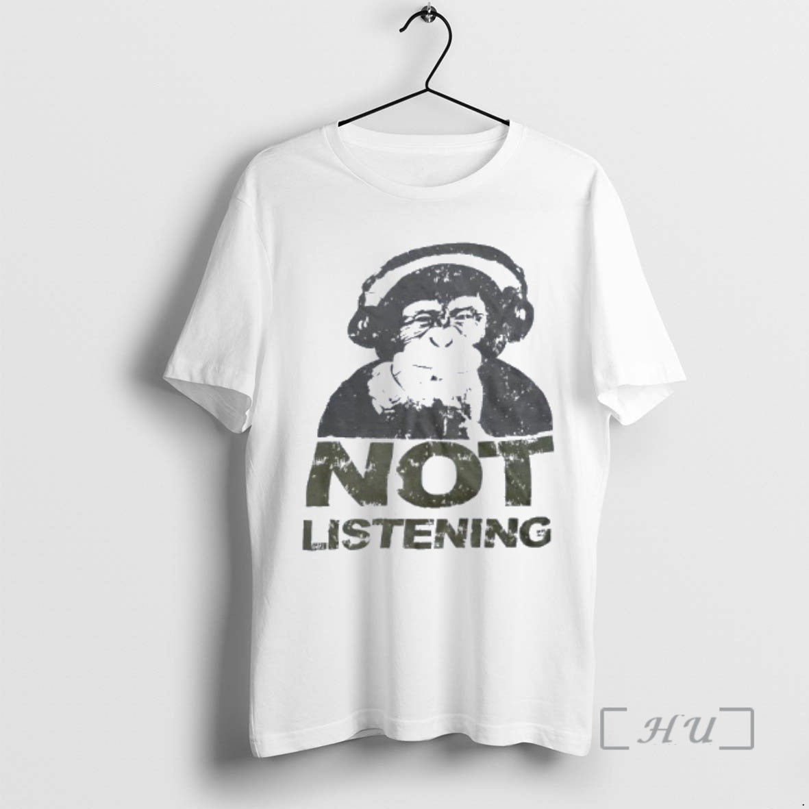 Officials Monkey Wearing Headphone Not Listening T-Shirts, Hoodie, Sweatshirt | PureTeeCo.com