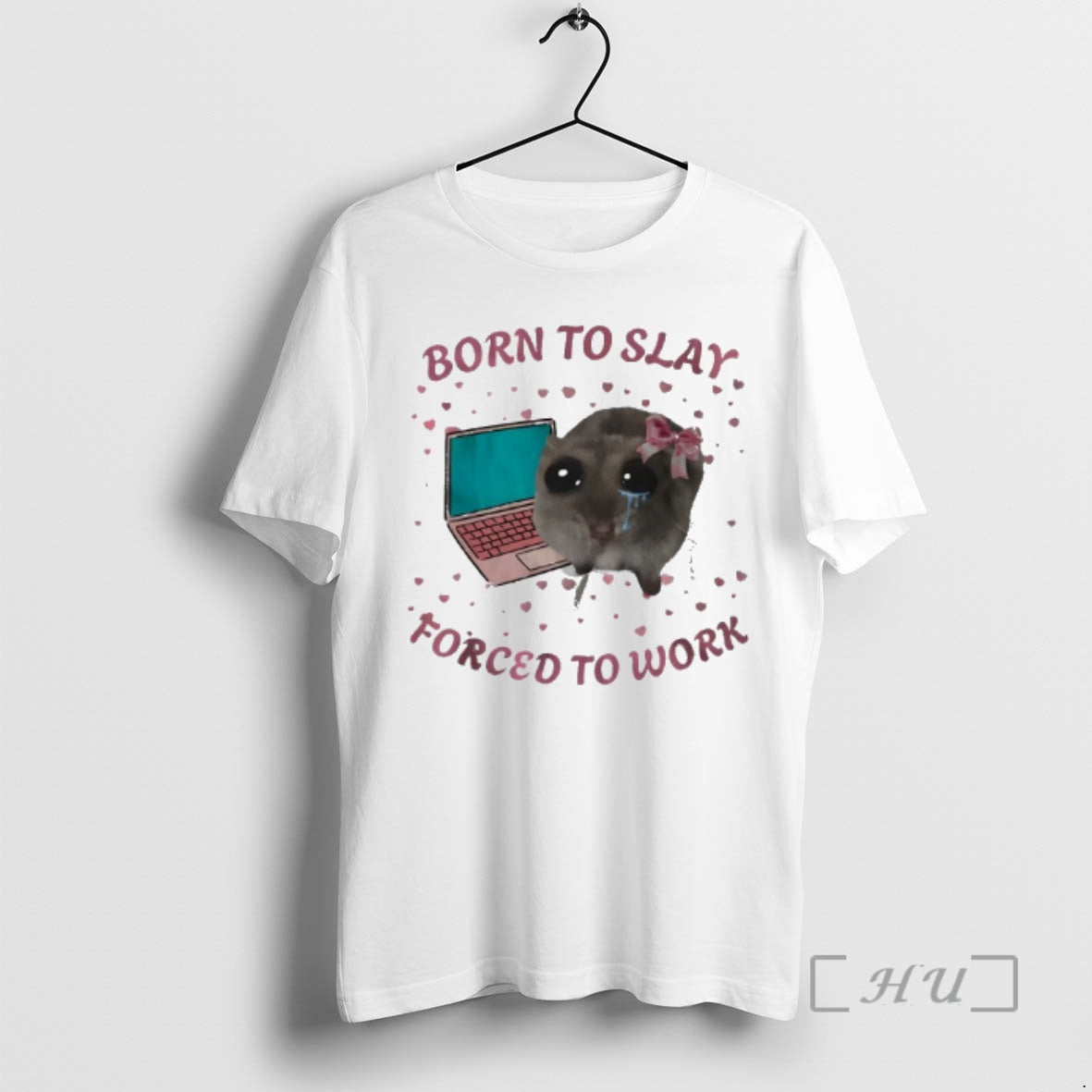 Officials Mouse Crying And Laptop Born To Slay Forced To Work Meme Premium T Shirts Hoodie, Sweatshirt | PureTeeCo.com