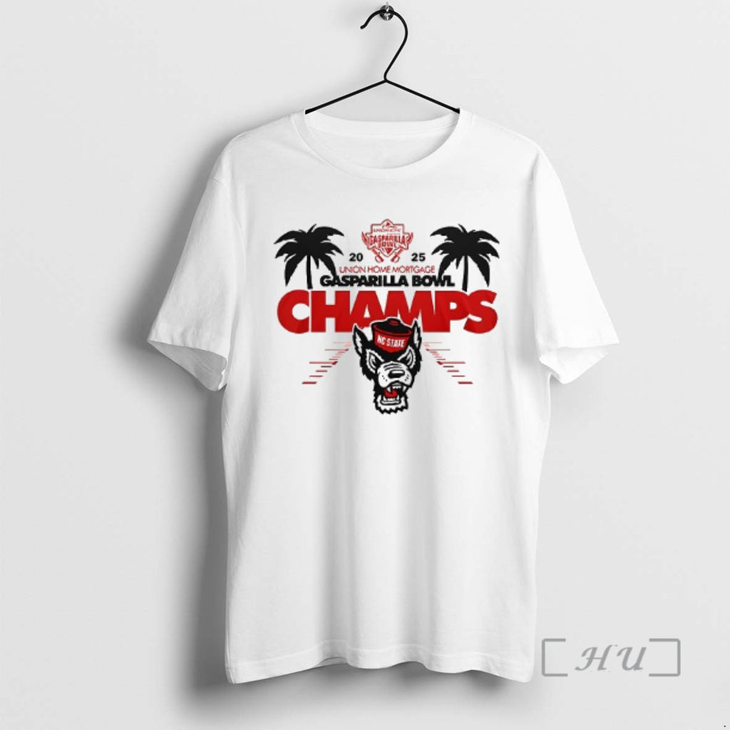 Officials Nc State Wolfpack Union Home Mortgage Gasparillia Bowl Champions Wolfpack On Top Mascot Double T-Shirts,...