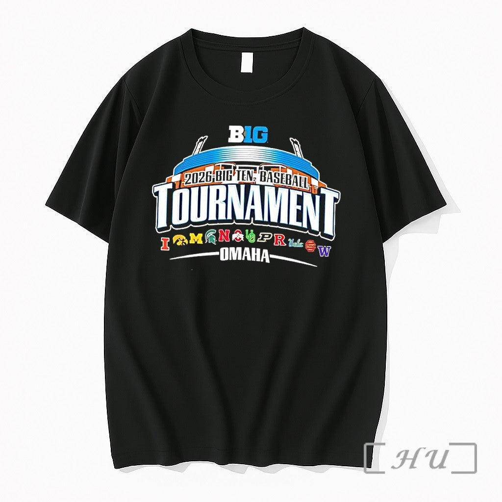 Officials Ncaa 2026 Big Ten Baseball Tournament Omaha Stadium Team Logos Premium T Shirts Sweater