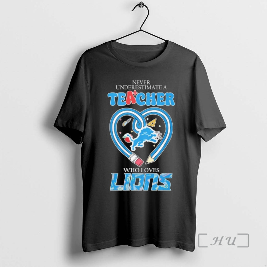 Officials Never Underestimate A Teacher Who Loves Detroit Lions Logo T-Shirts, Hoodie, Sweatshirt | PureTeeCo.com