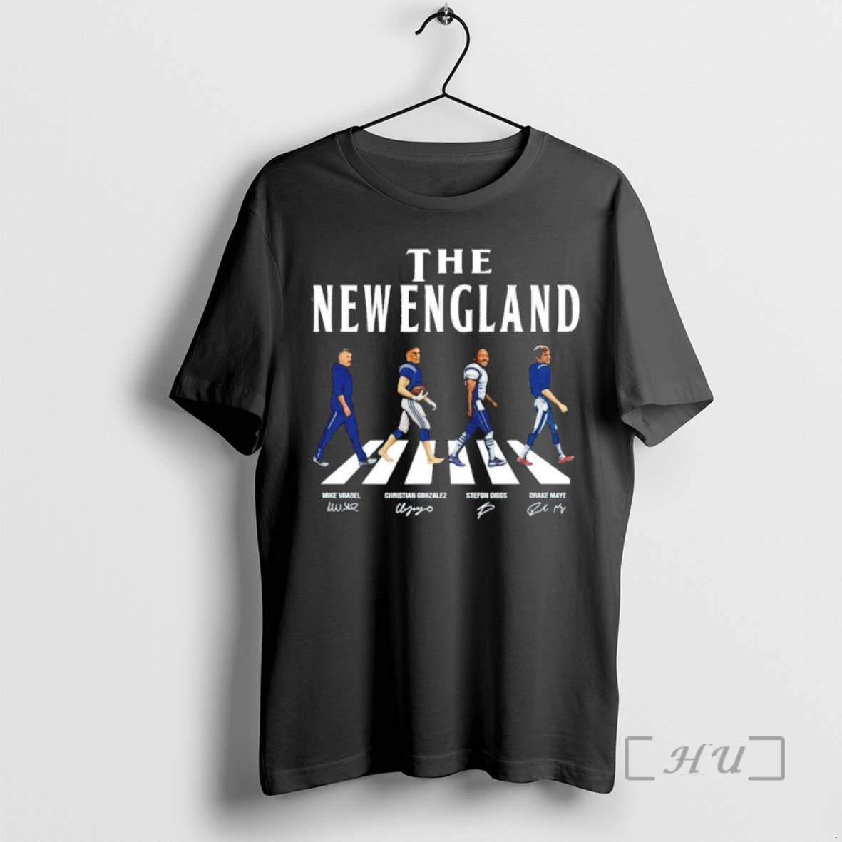 Officials New England Walking Road Signatures Football Drake Maye Stefon Diggs Premium T Shirts Sweater Hoodie, Sweatshirt