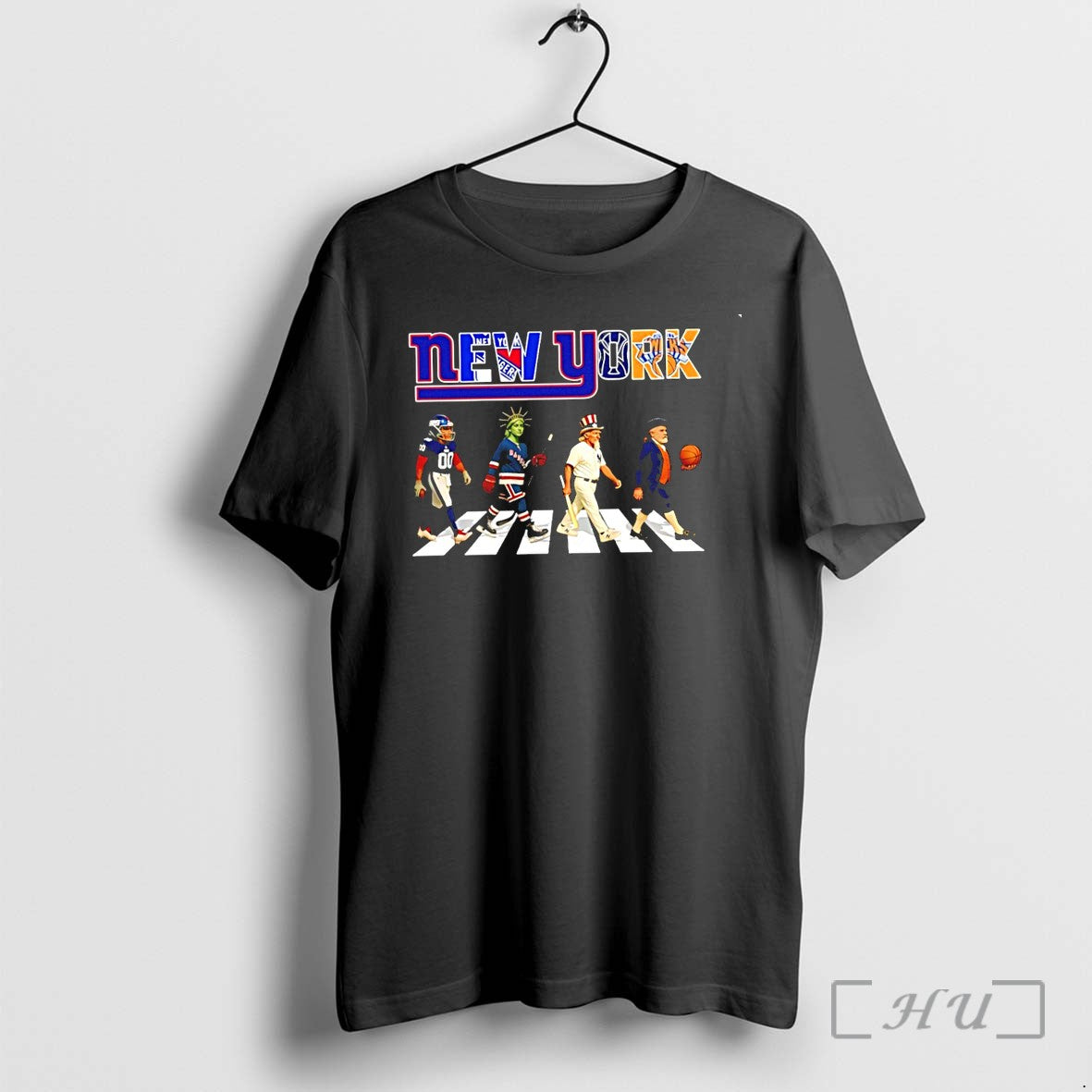 Officials New York Knick Giants Yankees And Rangers Mascot Walk Graphic Premium T Shirts Sweater