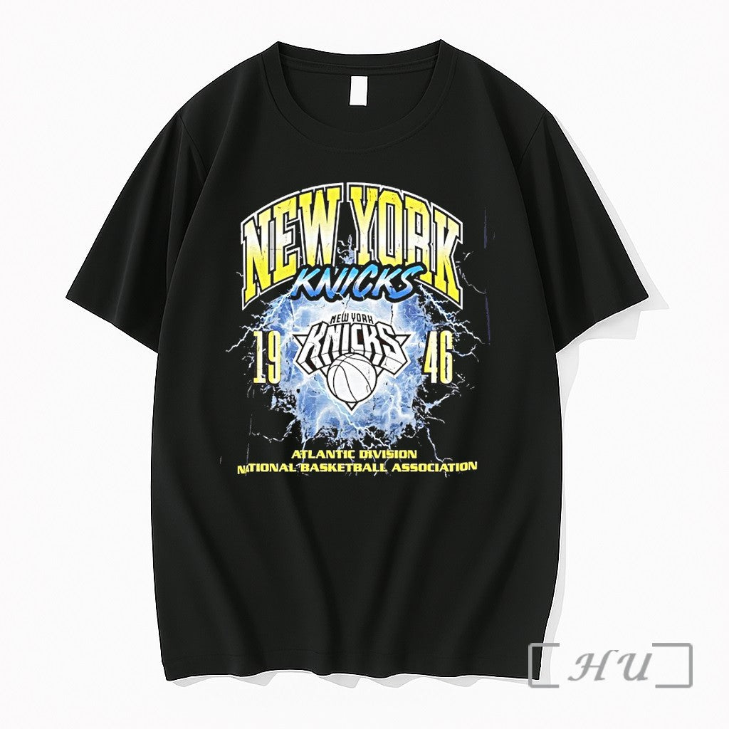 Officials New York Knicks 1946 Nba Atlanta Division Lightning Round Mineral Wash Premium T Shirts