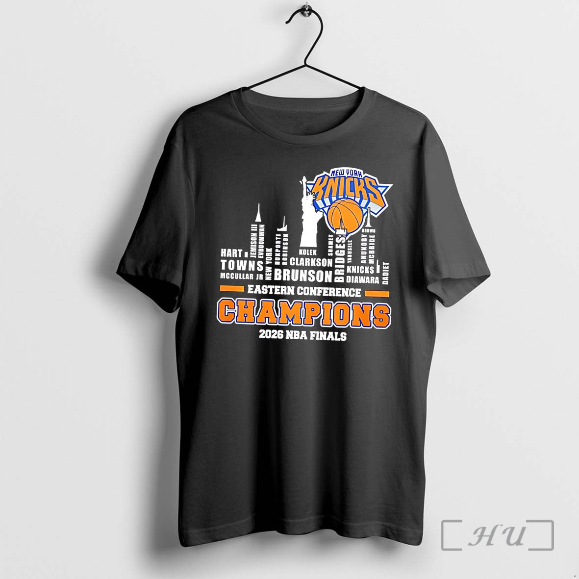 Officials New York Knicks Eastern Conference Champions 2026 Players Name Skyline Tee Premium T Shirts