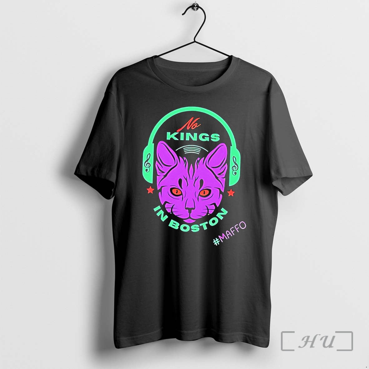 Officials No Kings In Boston Maffo With Cat Illustration Tee