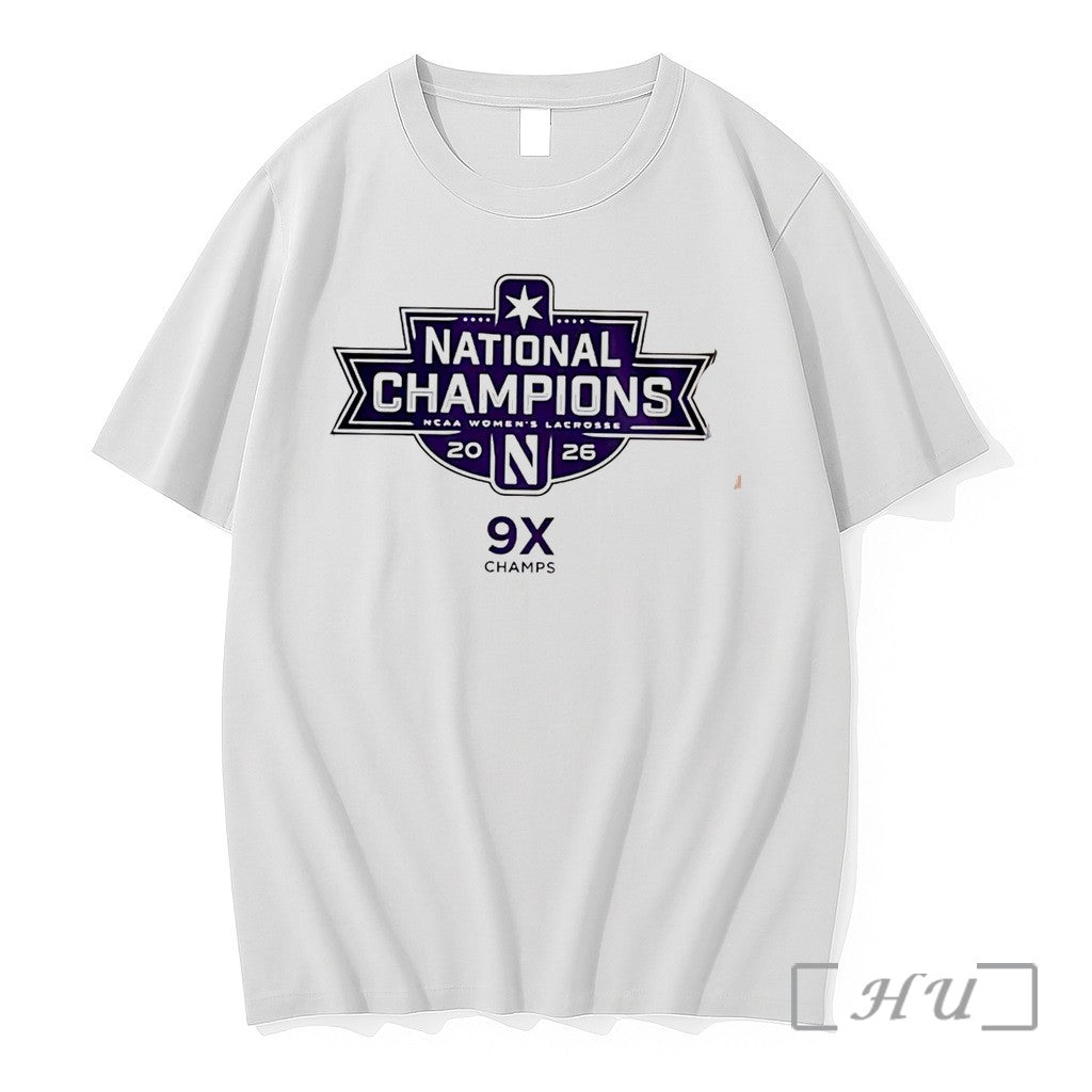 Officials Northwestern Wildcats Womens Lacrosse 2026 National Champions 9x Champs Tee Premium T Shirts Sweater