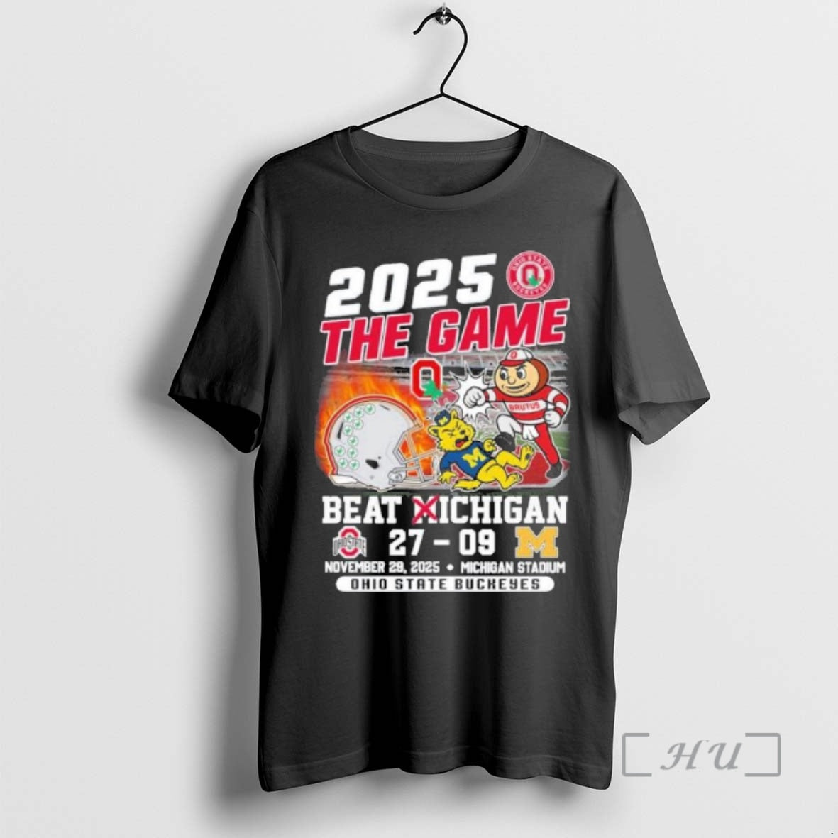 Officials Ohio State Mascot Knockout Michigan 2025 The Game 27 9 Score Premium T Shirts Hoodie, Sweatshirt | PureTeeCo.com