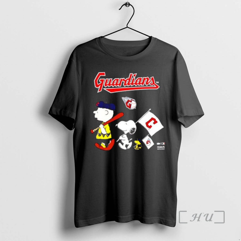 Officials Peanuts Chracters Flag With Cleveland Guardians T-Shirts, Hoodie, Sweatshirt | PureTeeCo.com
