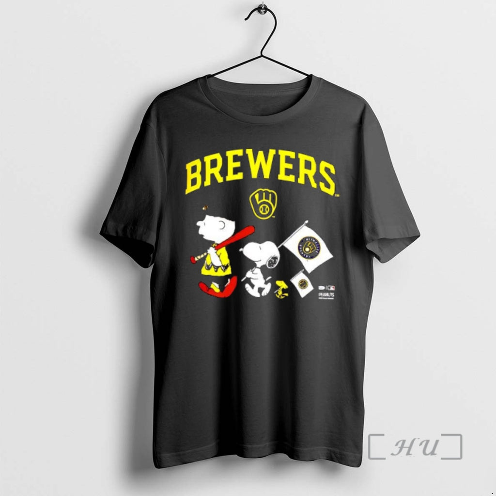 Officials Peanuts Chracters Flag With Milwaukee Brewers T-Shirts, Hoodie, Sweatshirt | PureTeeCo.com