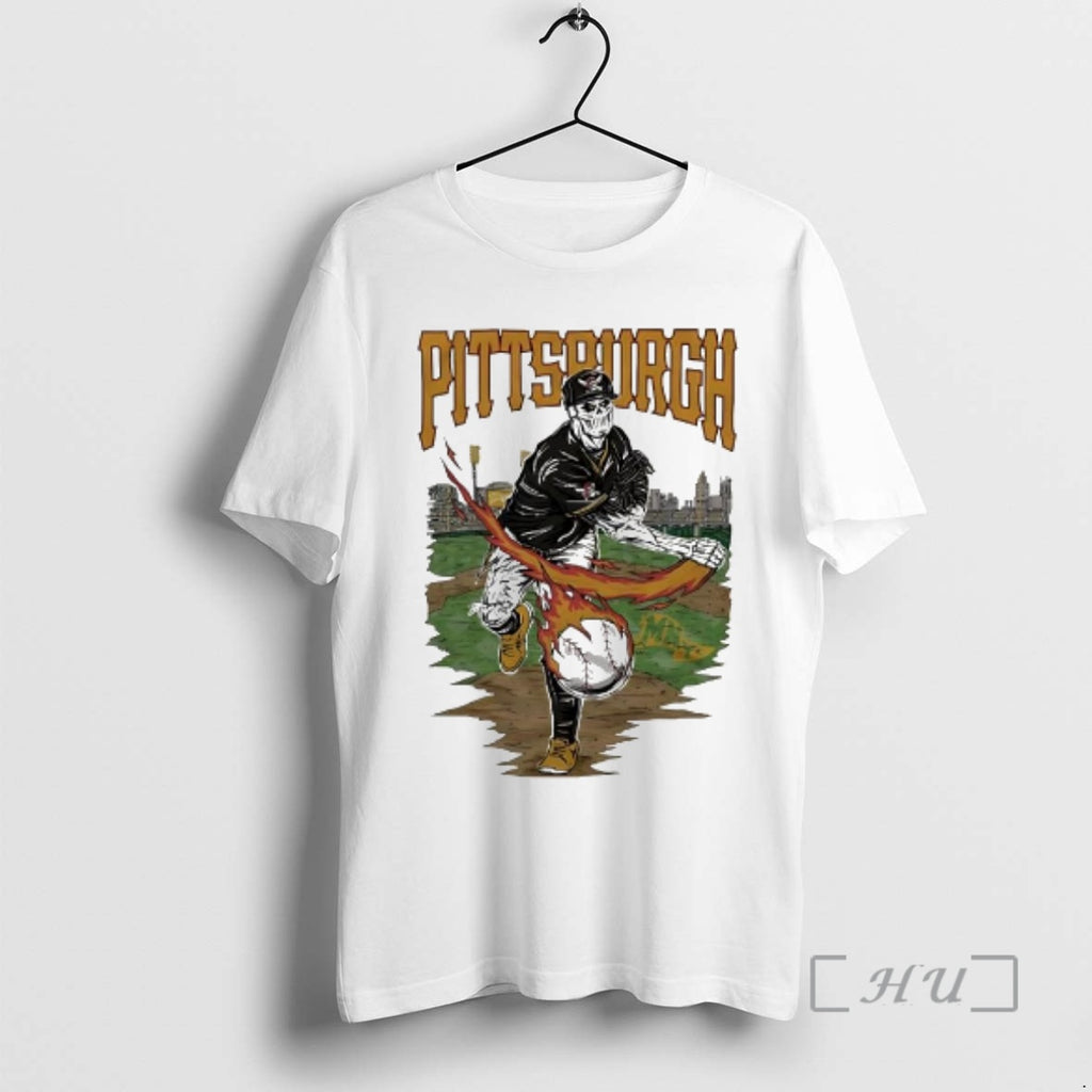 Officials Pittsburgh Pirates Skeleton Pitcher Flaming Baseball T-Shirts, Hoodie, Sweatshirt | PureTeeCo.com