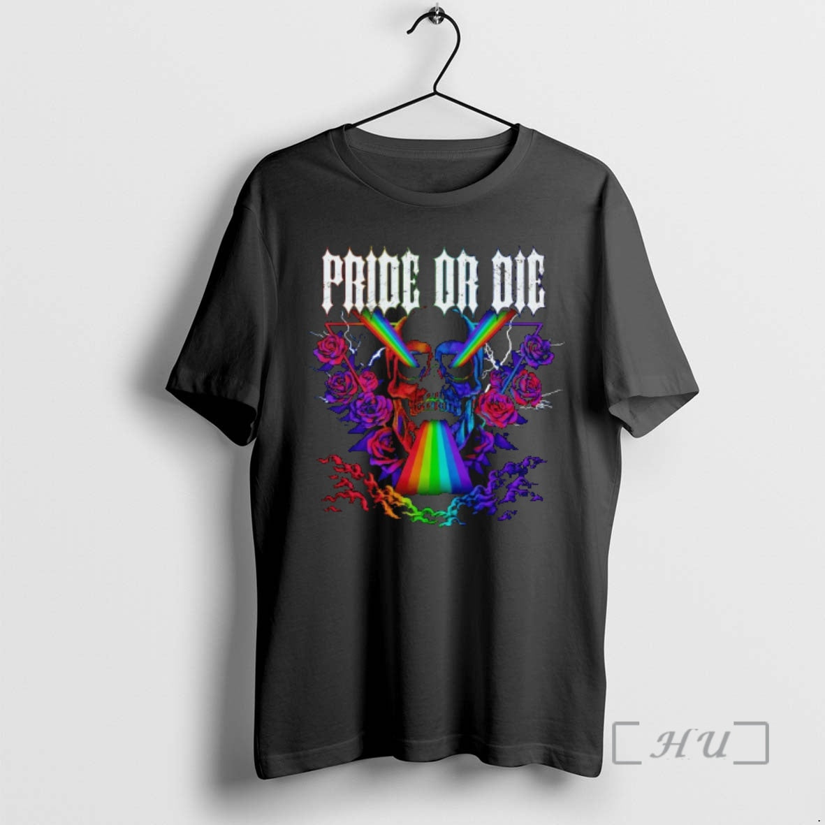 Officials Pride Or Die Skull Rainbow Graphic T-Shirts, Hoodie, Sweatshirt | PureTeeCo.com