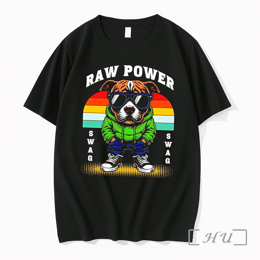 Officials Raw Power Swag Pitbull Dog Wearing Sunglasses Black