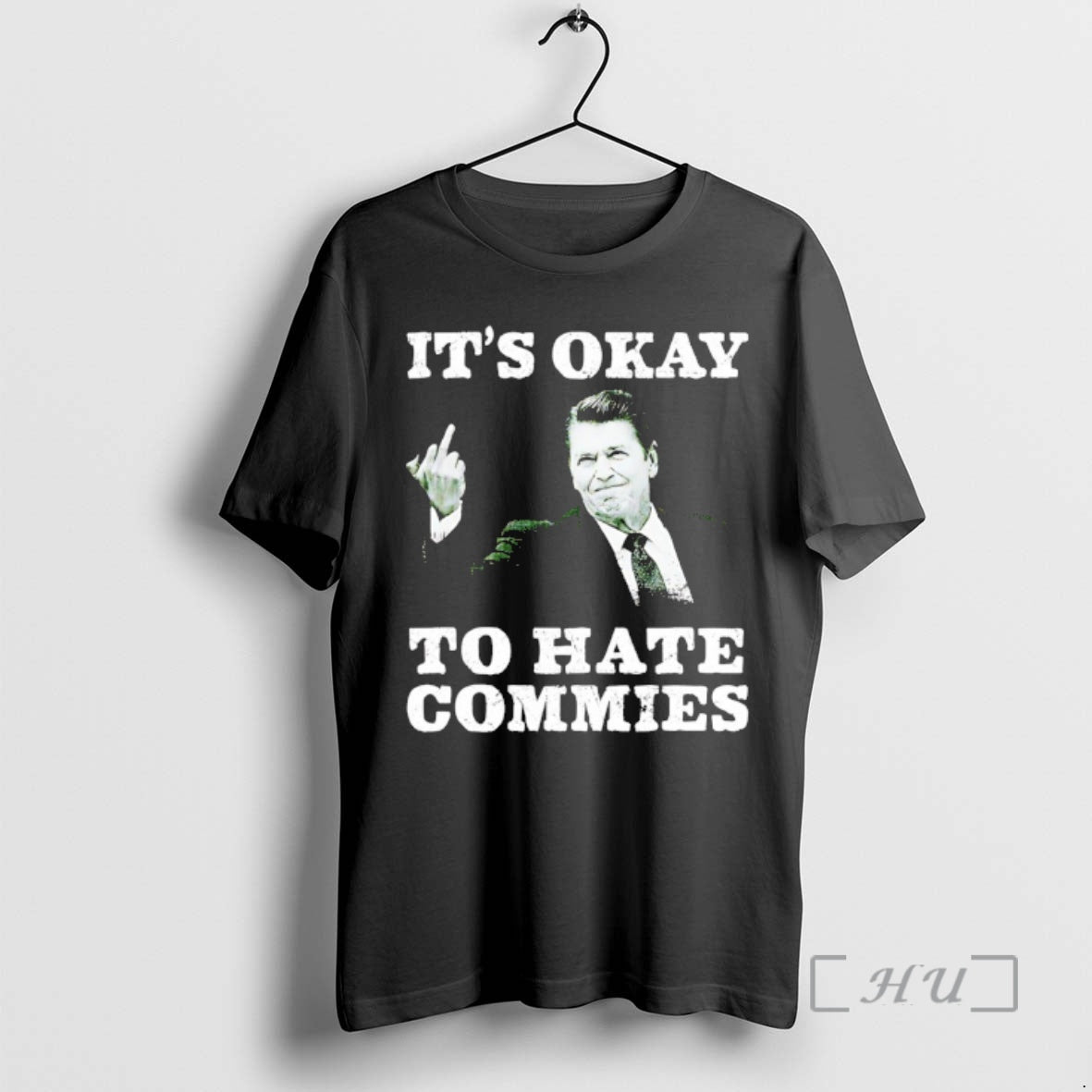 Officials Ronald Reagan Middle Finger Its Okay To Hate Commies T-Shirts, Hoodie, Sweatshirt | PureTeeCo.com