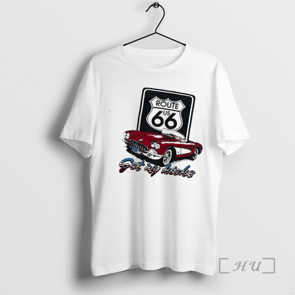Officials Route Us 66 Classic Red Corvette Got My Kicks Car Premium T Shirts Sweater Hoodie, Sweatshirt | PureTeeCo.com
