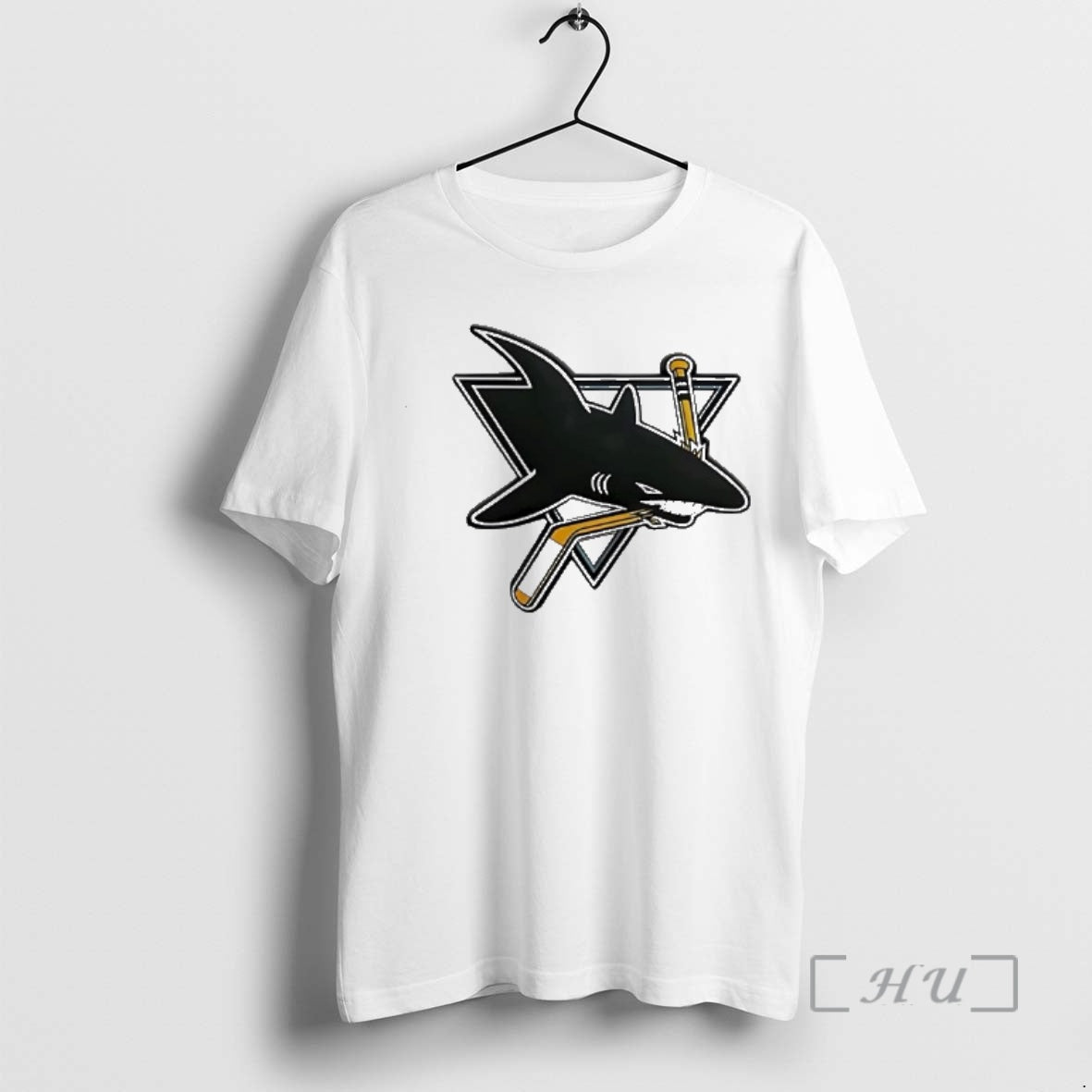 Officials San Jose Sharks Logo Biting Hockey Stick Triangle Graphic Sports Premium T Shirts Sweater Hoodie, Sweatshirt
