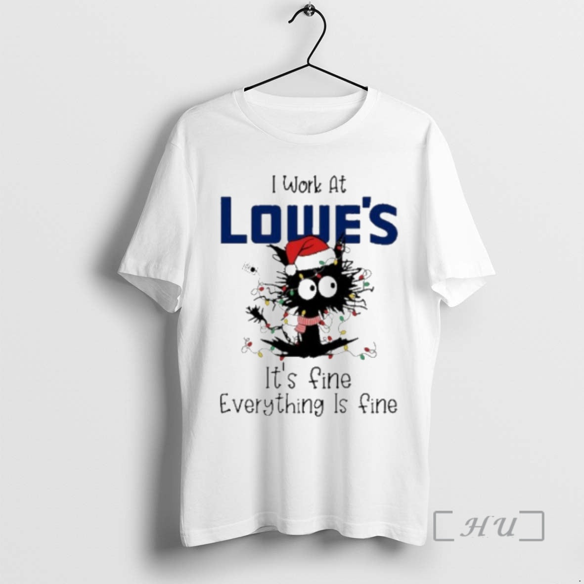 Officials Santa Light Cat I Work At Lowes Its Fine Everything Is Fine Premium T-Shirts, Hoodie, Sweatshirt | PureTeeCo.com