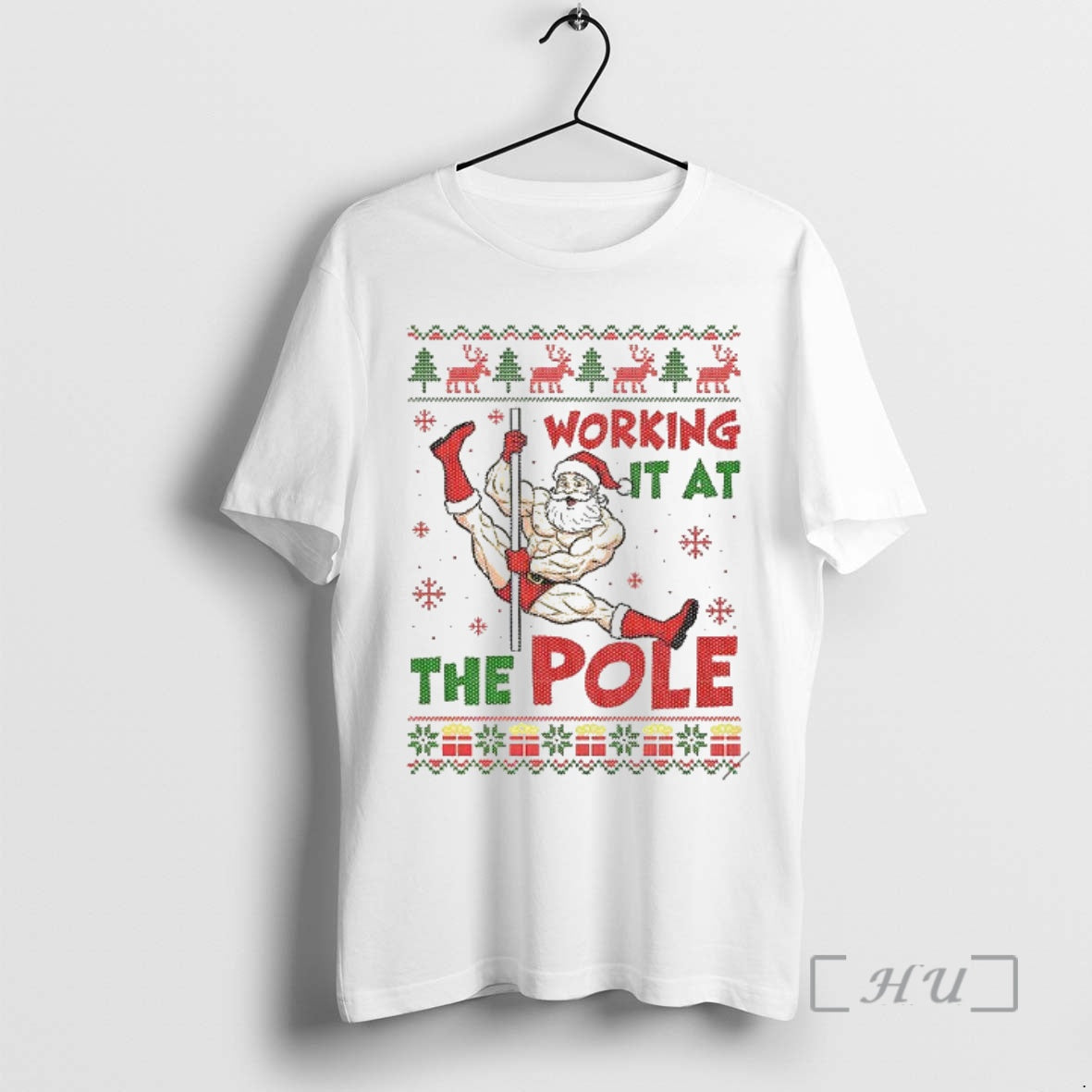Officials Santa Dancing Working It At The Pole Ugly Christmas T-Shirts, Hoodie, Sweatshirt | PureTeeCo.com