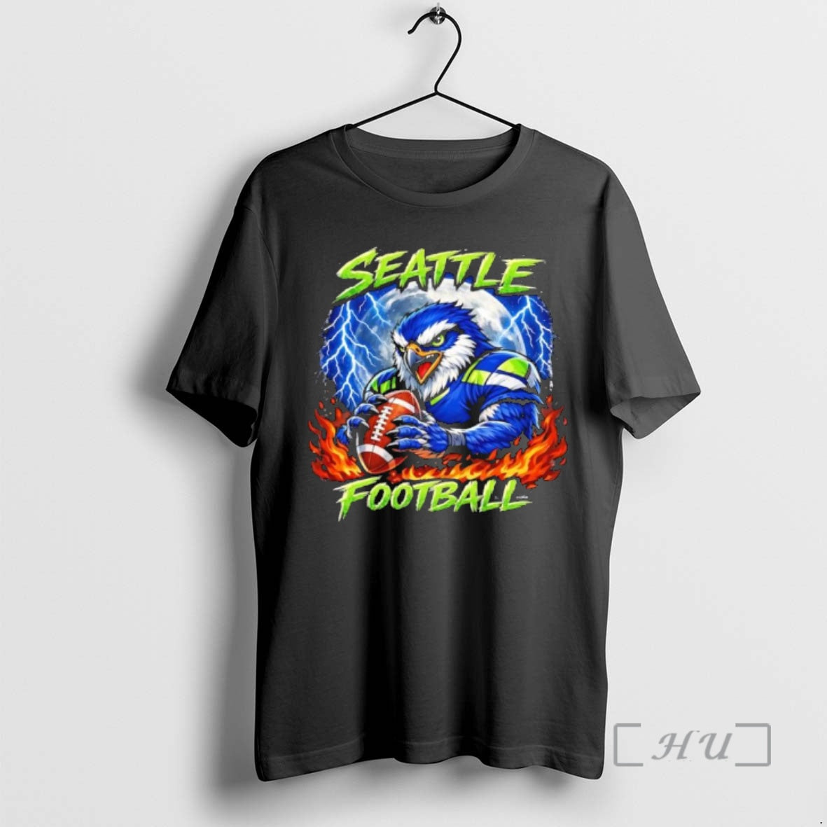 Officials Seattle Football Fierce Eagle Full Moon Lightning Fire T-Shirts, Hoodie, Sweatshirt | PureTeeCo.com