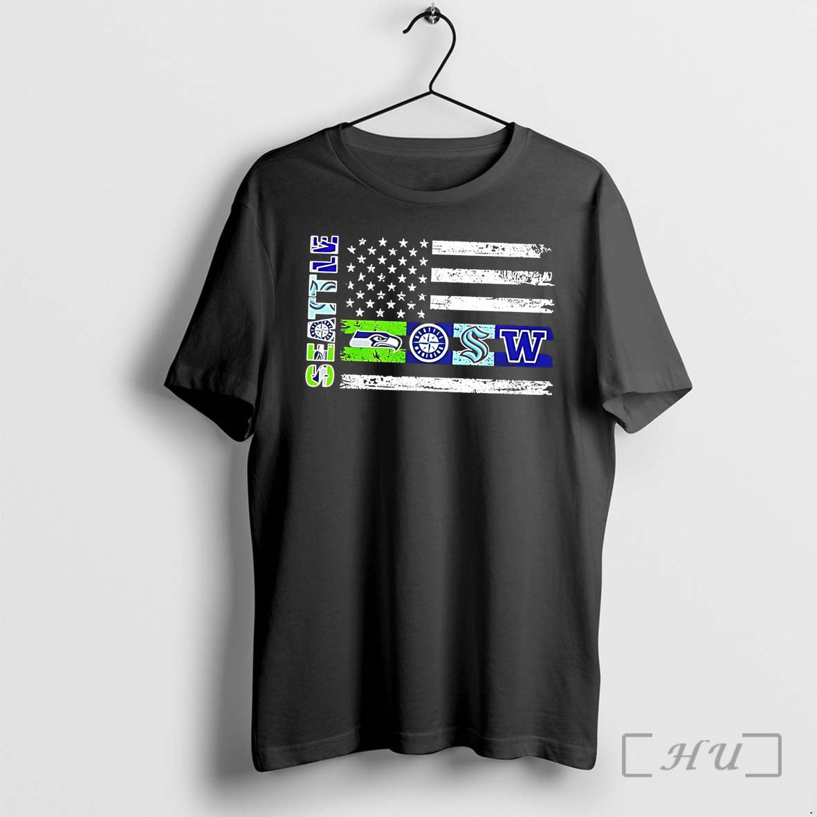 Officials Seattle Seahawks American Football Team Logo Flag Tee