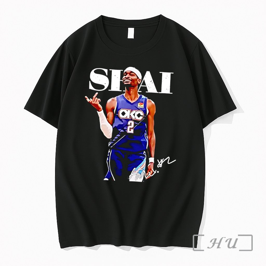 Officials Shai Gilgeous Alexander Okc Thunder Number 2 Basketball Signature Black Premium T Shirts Sweater