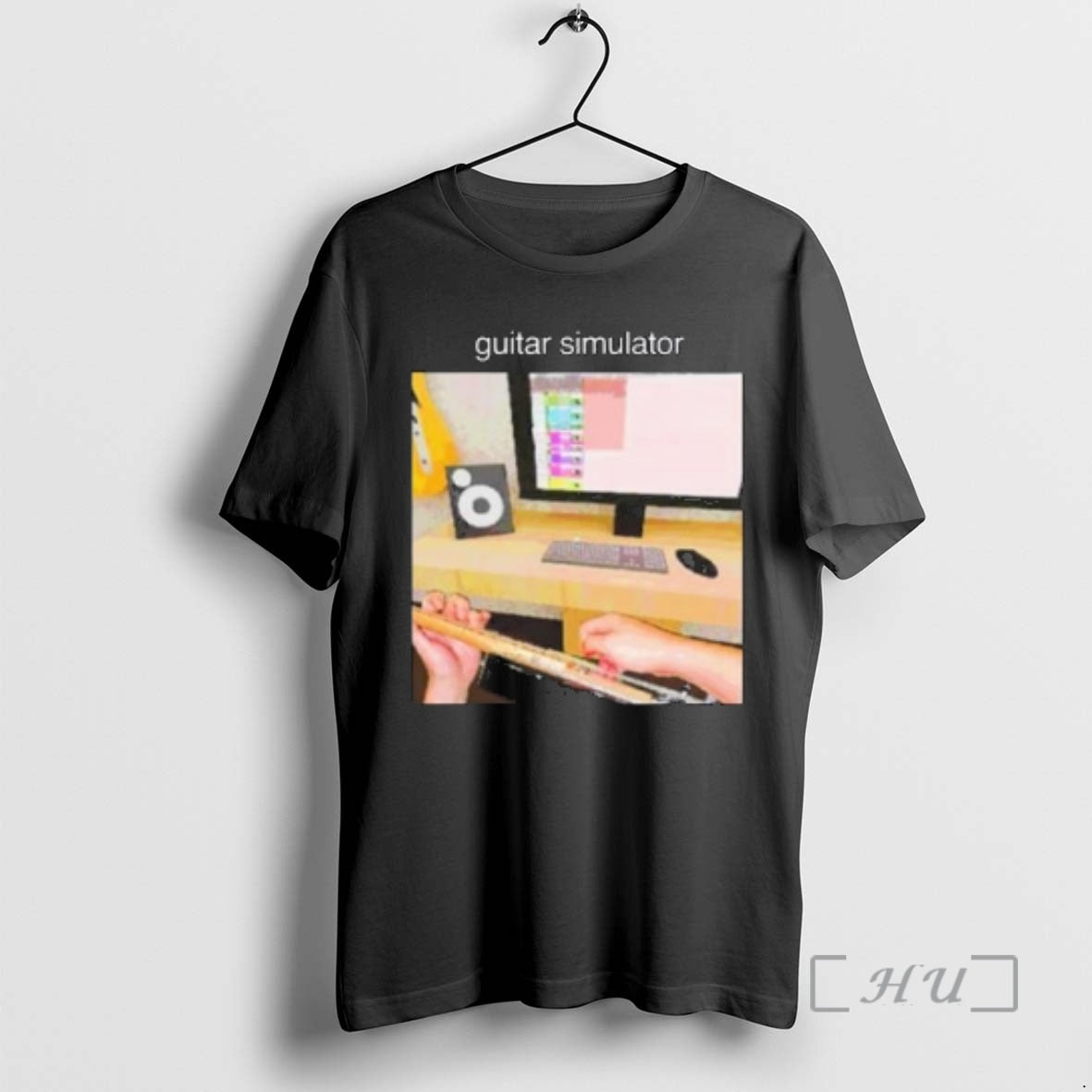 Officials Skull Guitar Simulator Circle Black T-Shirts, Hoodie, Sweatshirt | PureTeeCo.com