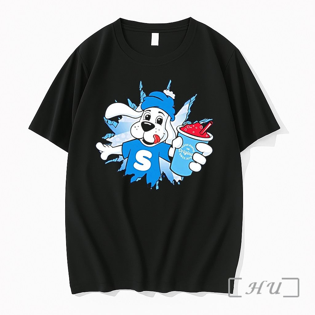 Officials Slush Puppie Mascot Dog S Logo Breaking Ice Slushie Black Premium T Shirts Sweater