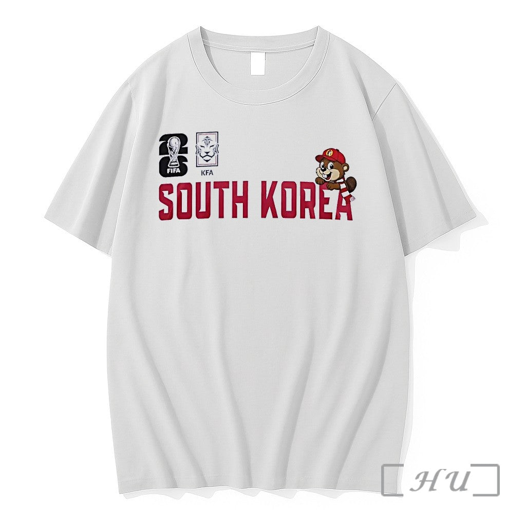 Officials South Korea 2026 Fifa World Cup Kfa Buc Ees Beaver White Premium T Shirts