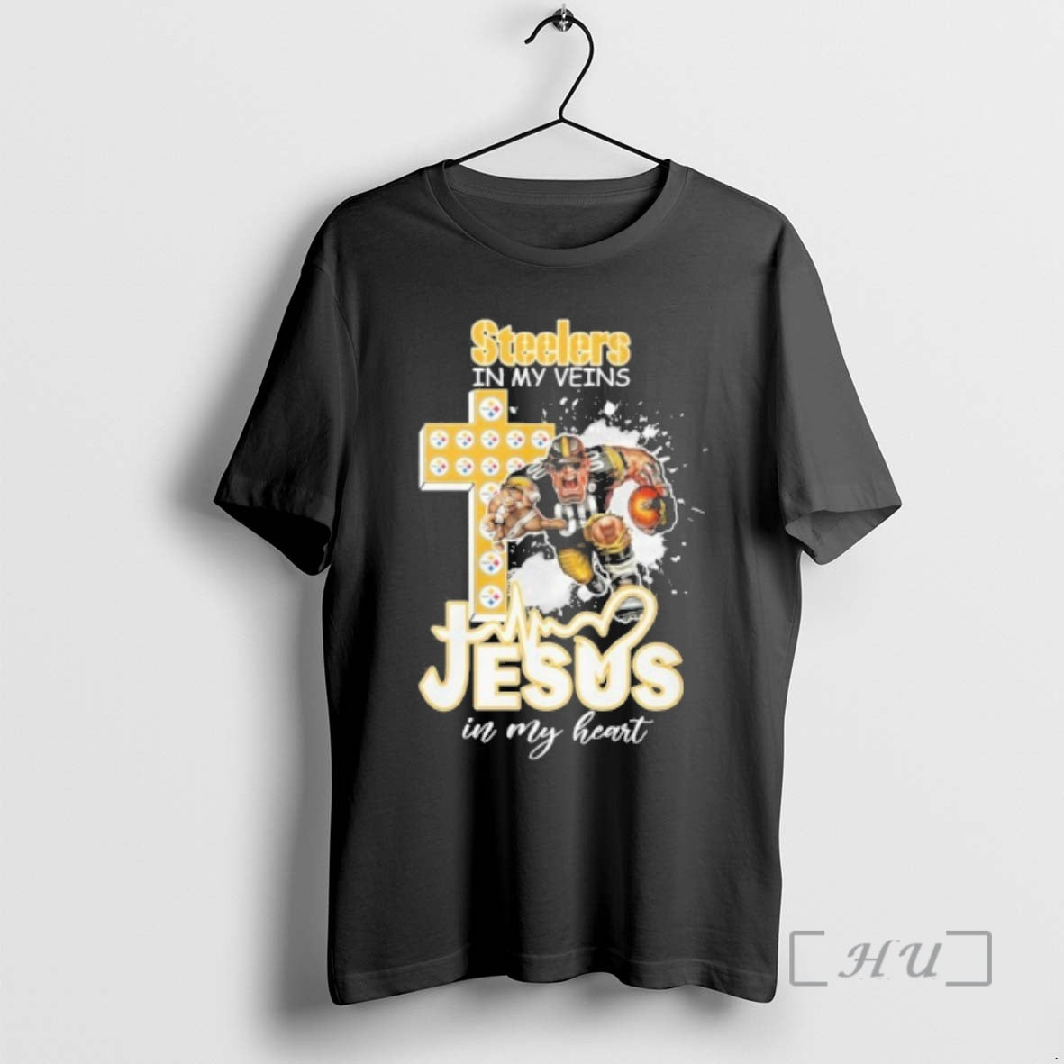 Officials Steelers In My Veins Jesus Mascot In My Heart Mascots Premium T Shirts Sweater Hoodie, Sweatshirt | PureTeeCo.com