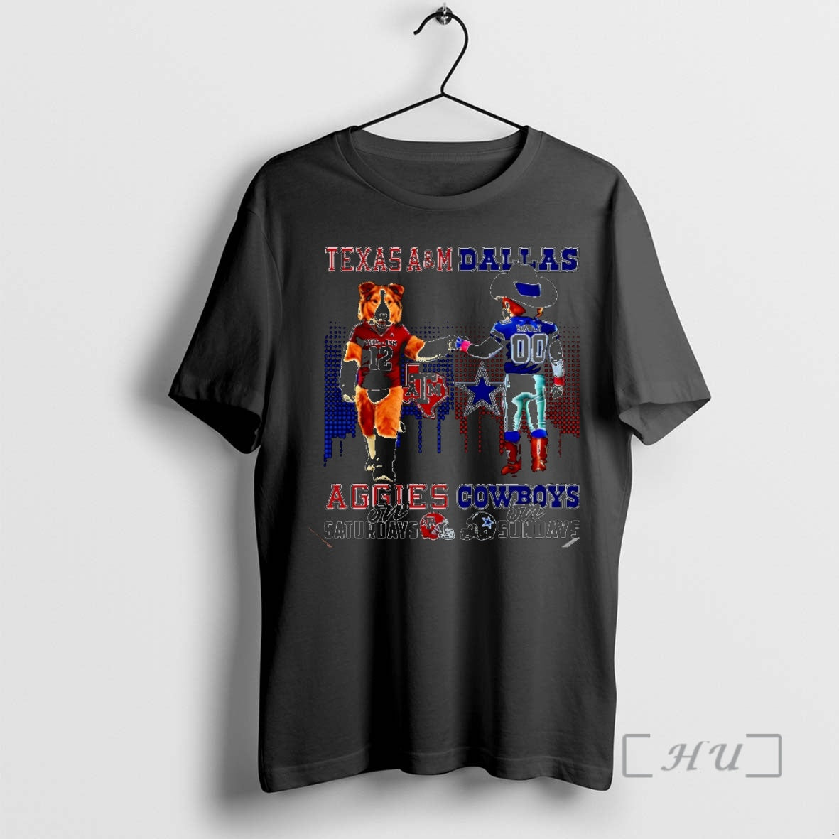 Officials Texas Am Aggies On Saturdays Vs Dallas Cowboys On Sundays Mascot Skyline Christmas Premium T-Shirts, Hoodie,...