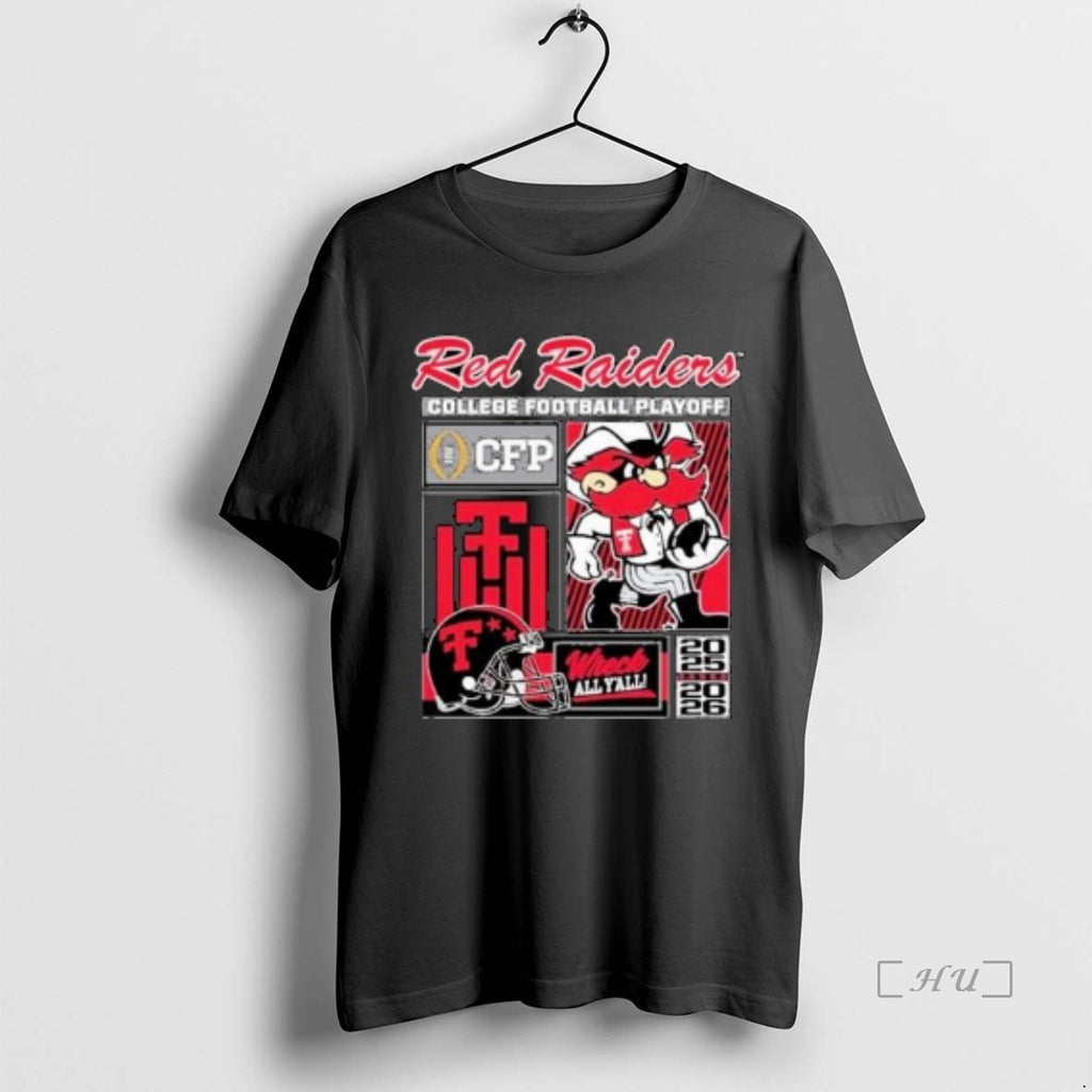 Officials Texas Tech Red Raiders Cfp Wreck All Yall 2025 2026 Mascot Circle Black Premium T-Shirts, Hoodie, Sweatshirt