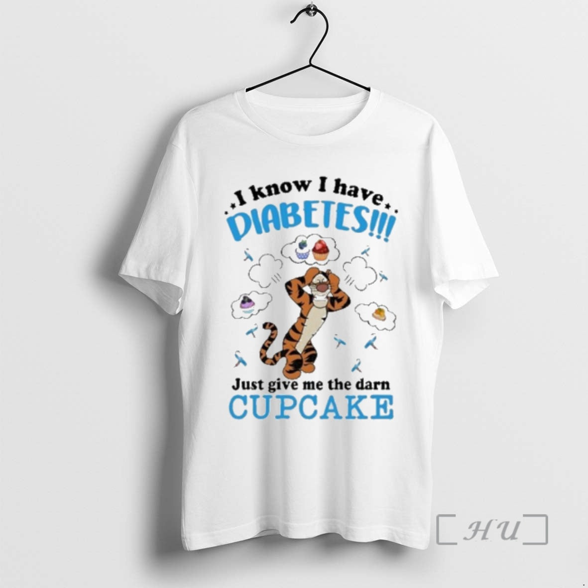 Officials Tigger I Know I Have Diabetes Just Give Me The Darn Cupcake Premium T-Shirts, Hoodie, Sweatshirt | PureTeeCo.com
