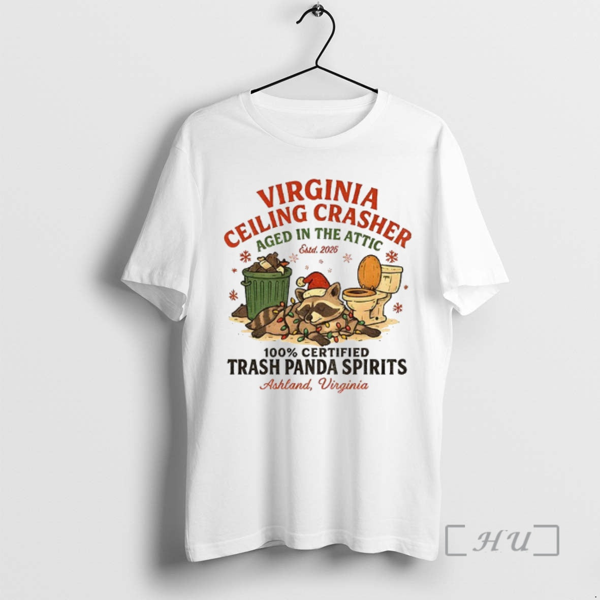 Officials Virginia Ceiling Crasher 100 Certified Trash Panda Spirits Christmas T-Shirts, Hoodie, Sweatshirt | PureTeeCo.com