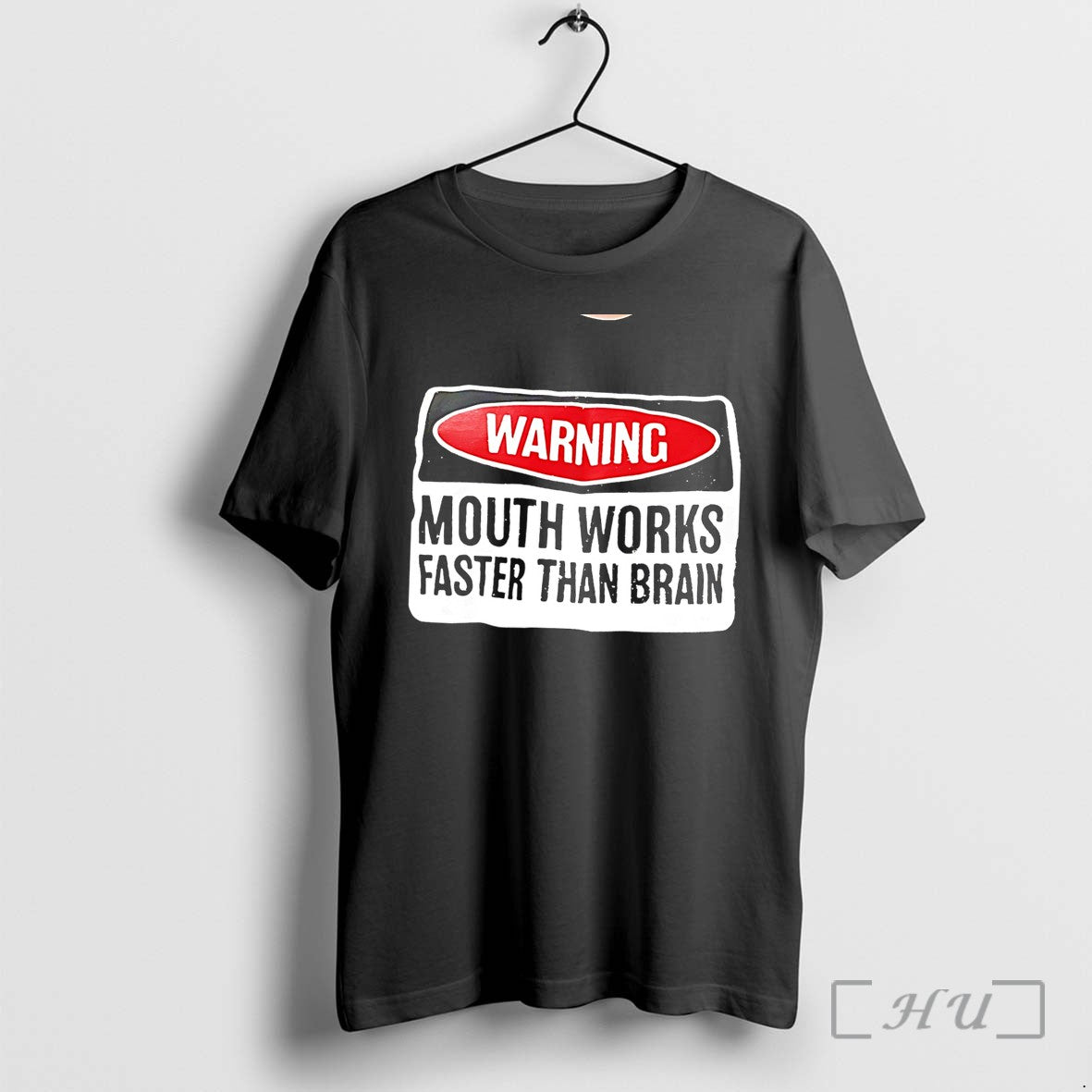Officials Warning Mouth Works Faster Than Brain Simple Text Tee