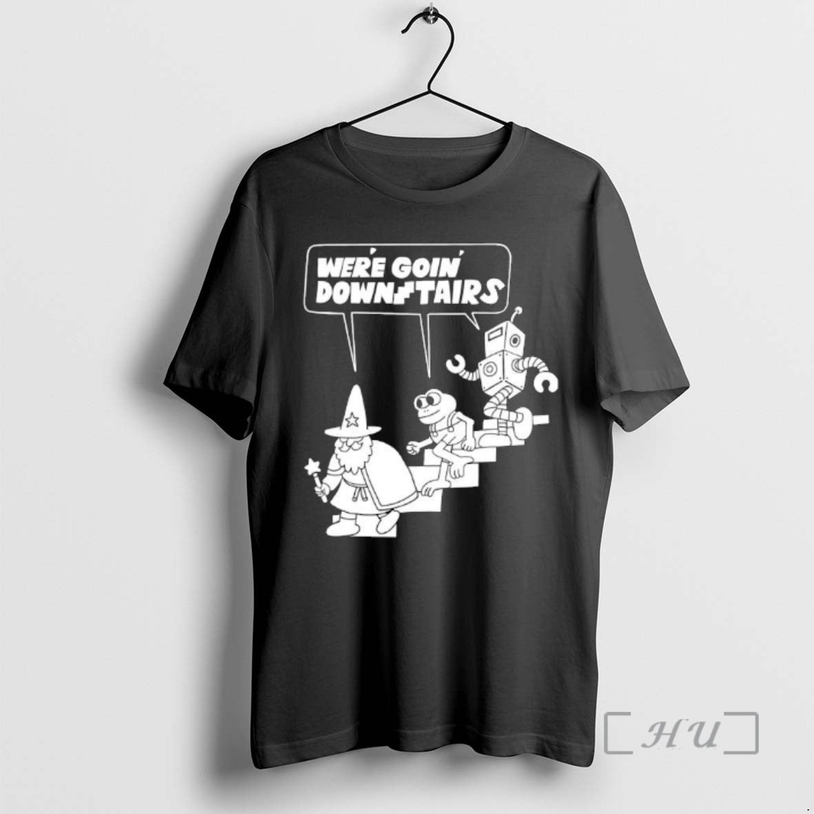 Officials Were Goin Downstairs Wizard Frog Robot Walking Down T-Shirts, Hoodie, Sweatshirt | PureTeeCo.com