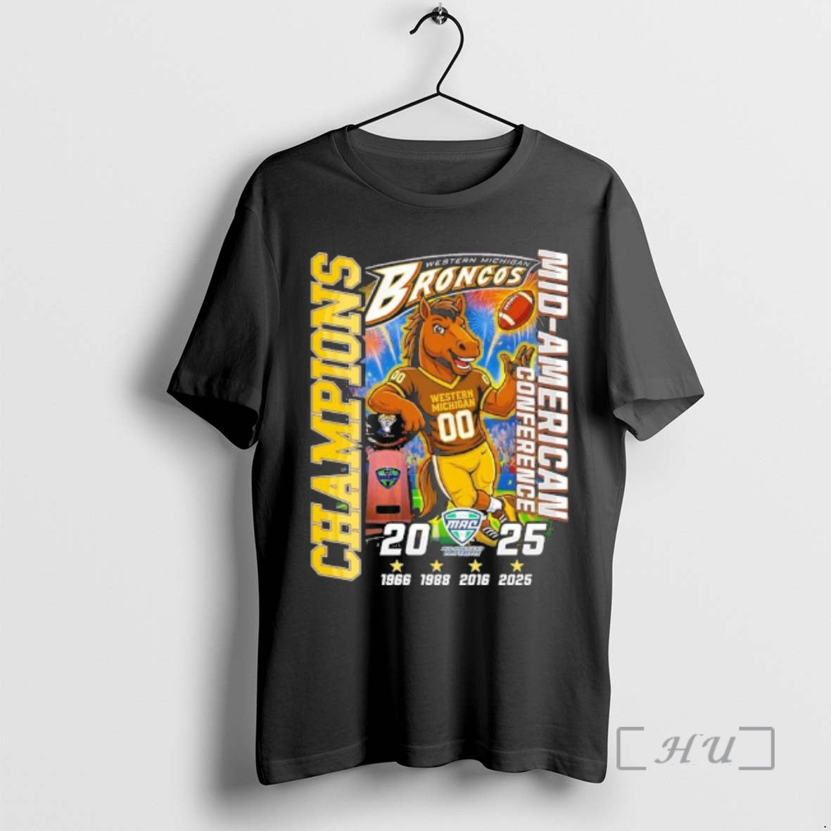 Officials Western Michigan Broncos Mascot 2025 Mac Football Champions T-Shirts, Hoodie, Sweatshirt | PureTeeCo.com