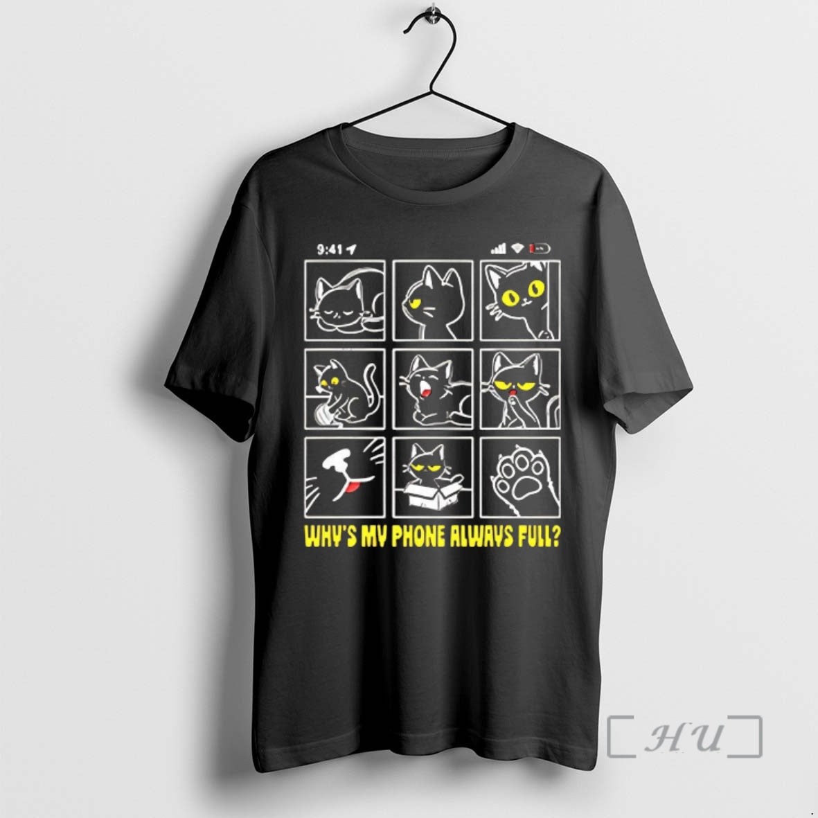 Officials Whys My Phone Always Full Black Cat Woman T-Shirts, Hoodie, Sweatshirt | PureTeeCo.com