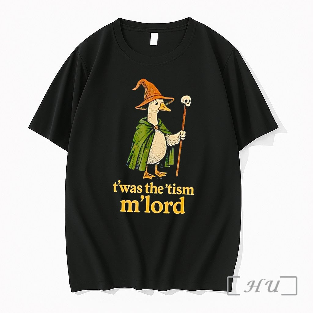 Officials Wizard Duck Twas The Tism Mlord Meme Funny Neurodivergent Fantasy Black Premium T Shirts